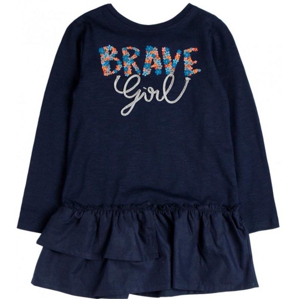 Blue Casual Dress with Brave Girl Design